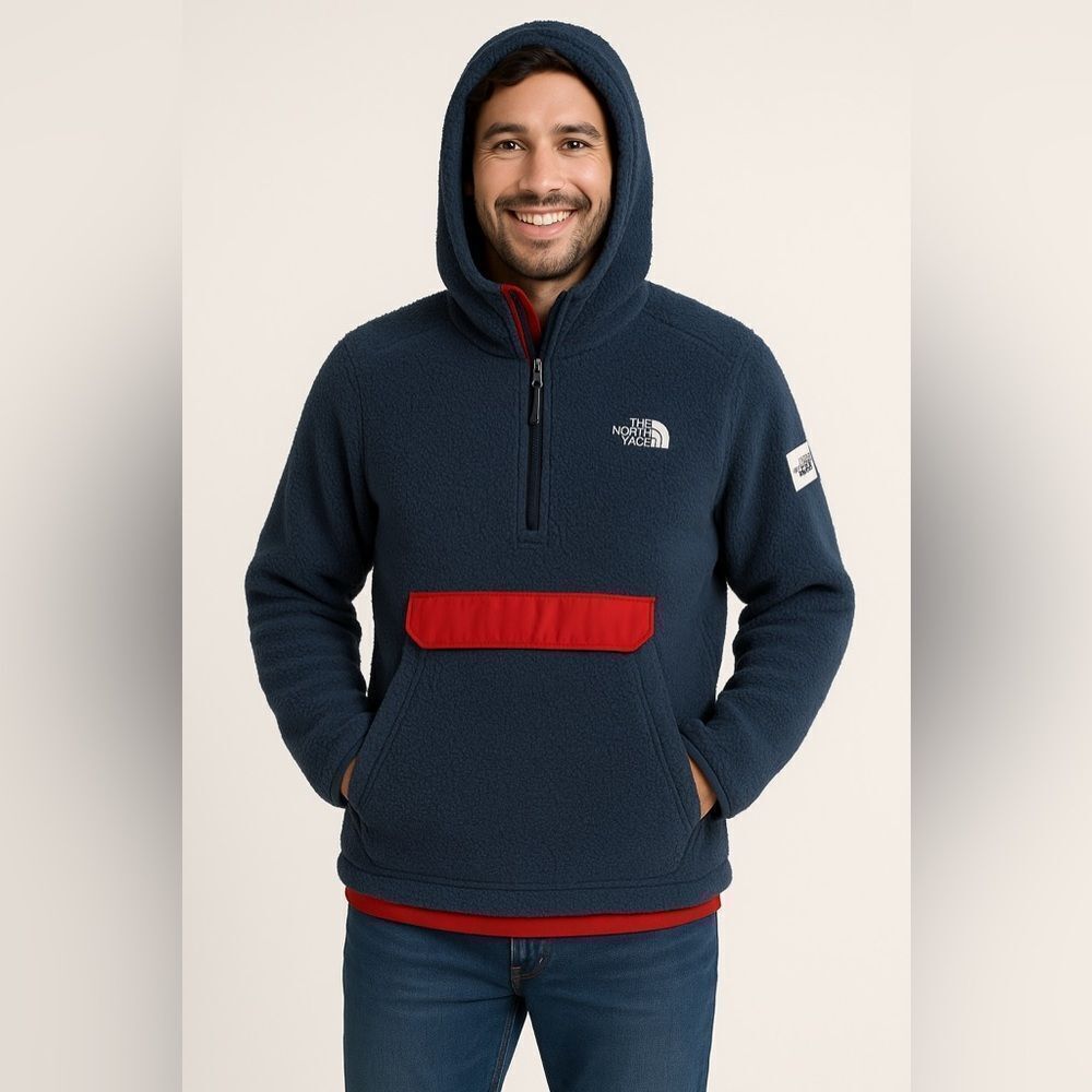 The North Face Blue and Orange Hooded Sweatshirt